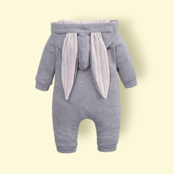 🛍️👗 2 for $25 Simplee kids Bunny Romper Long Ear Hoodie 6-12 month - Picture 2 of 3